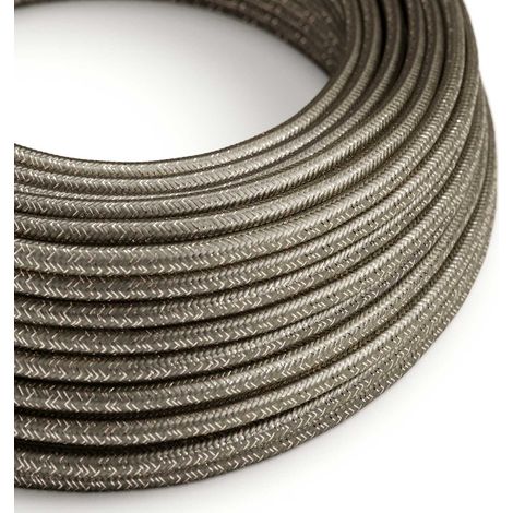 Creative-Cables, Cavo elettrico rivestito in tessuto, Sezione 2x0,75 mm², 50 m, Glitterato Grigio RL03, Rotondo effetto seta glitterato