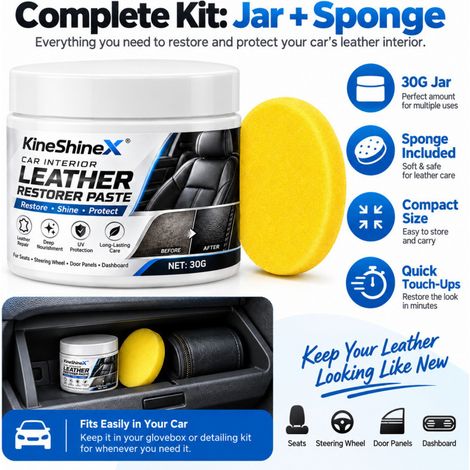 KineShineX Auto-Lederpflegecreme 30 g – Für Echtledersitze, Lenkräder, Türverkleidungen – Farbreparatur und -pflege (1/4)