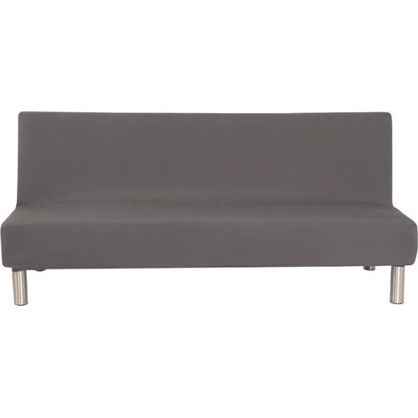 housse de canapé-lit sans accoudoirs, housse de futon extensible pour 2 places, protection de meubles sans accoudoirs avec fond élastique (gris) (1/4)