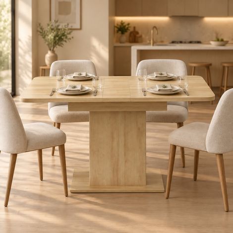 Tavolo rettangolare allungabile 110-130 cm per 4-6 persone, MDF effetto legno naturale OKMYHOME (1/5)