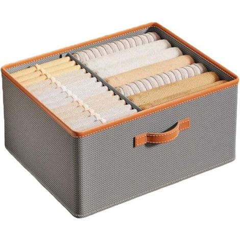 Boîtes de rangement pliables pour vêtements et pantalons avec séparateurs, grande capacité épaissie, conception peu encombrante, doublure en cuir (1/4)