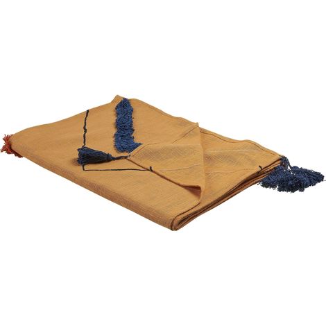 Coperta copriletto cotone motivo geometrico 130 x 180 cm arancione Shimla