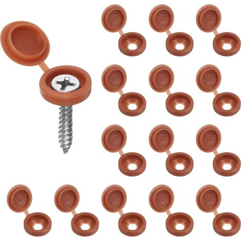 100pcs Capuchons À Vis À Charnière en Plastique 5.4mm / 0.21" Capuchons À Vis pour Volet Roulant Capuchons À Rondelle À Clipser pour Fenêtres Balustrades Extérieures Meubles (1/5)