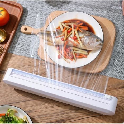Kalavika Distributeur de Film Alimentaire Étirable Dérouleur Coupe-Film aluminium Papier en ABS Outils de Cuisine 37 6,2 5,2 cm