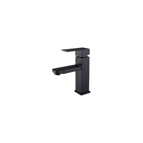 Robinet de lavabo mitigeur en acier inoxydable noir à un trou (1/5)