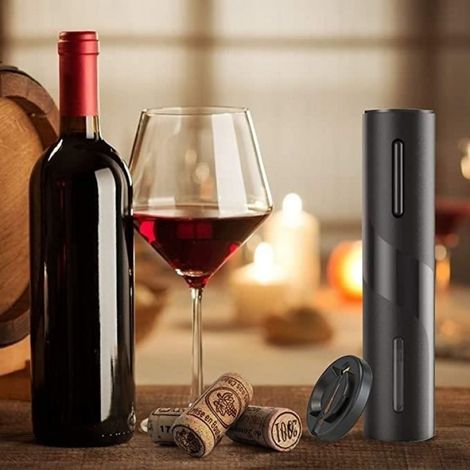 Tire-Bouchon électrique, Set Cadeau Ouvre-Vin avec Tire-Bouchon Rechargeable, Coupe-Capsule, Bec Verseur à vin et Bouchon (1/4)