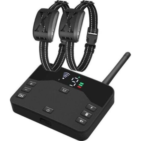Clôture électrique sans fil 2 en 1 pour chien, système de confinement des limites des animaux domestiques avec récepteur étanche rechargeable, collier de dressage réglable pour chien,un traîne-deux (1/4)