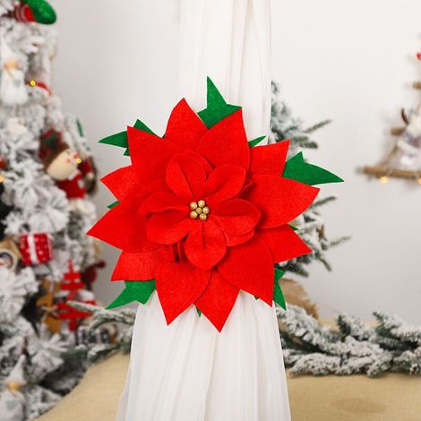 Weihnachtsgardine mit Raffhalter, Gardinenclip, niedlicher Weihnachtsblume, Fensterdekoration, für Zuhause, Wohnzimmer, Schlafzimmer, Geschenk (1/5)