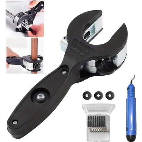 Cortatubos de trinquete，apto para cortar tuberías de PVC，acero inoxidable，cortatubos de trinquete de alta velocidad (negro) (1/5)
