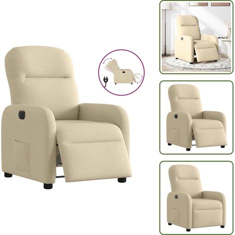 Relaxsessel Elektrisch Creme Stoff - Relaxsessel - Relaxstuhl - Sessel - Fernsehsessel