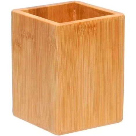 Portalápices de madera, portacepillos de bambú, organizador sencillo, ideal para la escuela, la oficina y el hogar, accesorio de escritorio y regalo perfecto. (1/5)