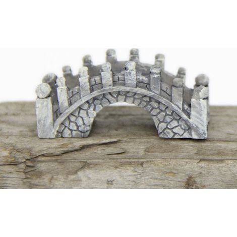 Ornement de jardin miniature Pont de pierre Statue Résine Gris 1pc