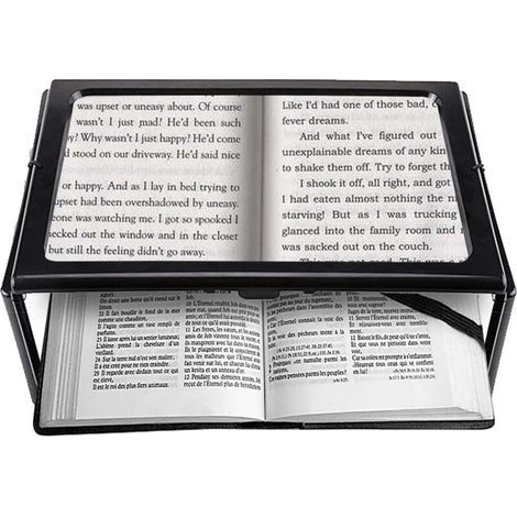A4 Pleine Page Loupe de Lecture Loupe Sur Pied Rectangulaire Mains Libres avec 4 LED Lampe Lentille de Grossissement 3X pour Lire pour les Personnes âgées Les Aînés et Les Malvoyants de (1/5)