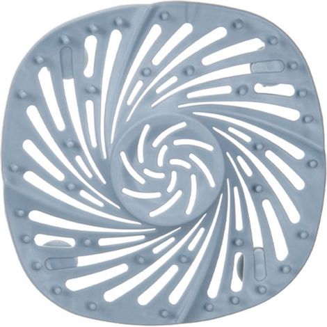 Cache-bonde de douche bleu avec ventouse pour récupérer les cheveux, idéal pour salle de bain, baignoire et cuisine.
