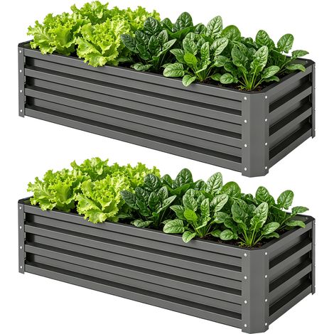 Coffre de jardin métallique 2 pièces, fond ouvert, pour extérieur balcon terrasse, 110x50x30cm, gris anthracite (1/5)