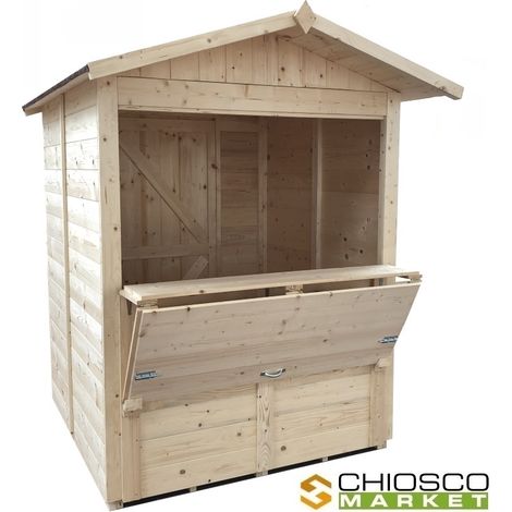 Chiosco Market 182 x 193 cm in legno Si (+â‚ 35,00) - Ardesia Verde (+â‚ 30,00) - 1 Anta ( Inclusa) (1/5)