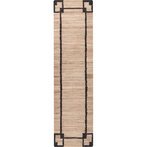 Teppich GONDIA Schwarz / Beige 80 x 300 cm Jute