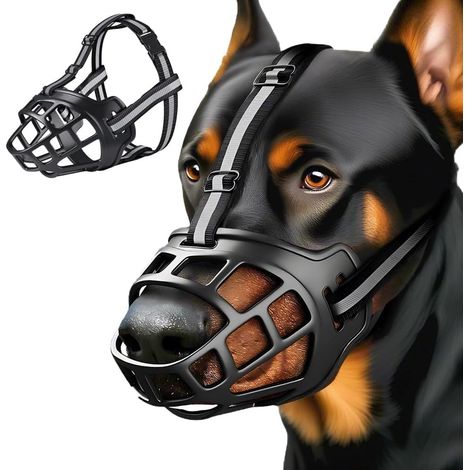 Museliere pour Chiens Respirant et Confortable Taille Ajustable avec Bande Réfléchissante pour Chiens de Taille Moyenne ou Grande (3) (1/5)