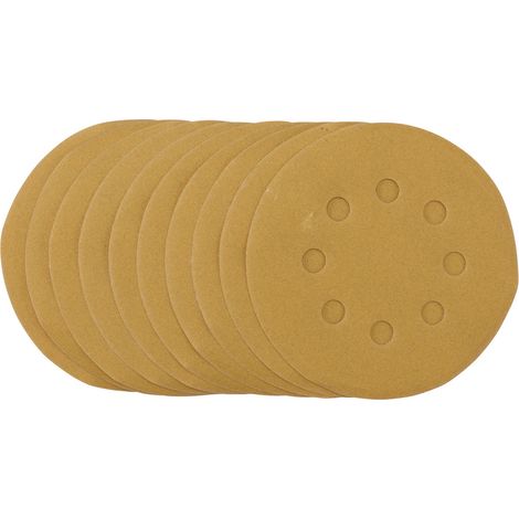 Gold Sanding Discs with Hook & Loop, 125mm, 240 Grit (Pack of 10) (58340) (1/5)