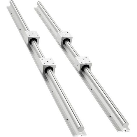 Rail de guidage linéaire -SBR25 - 1200 mm - 2 pièces - 4 blocs de roulement à billes intégrés (1/5)