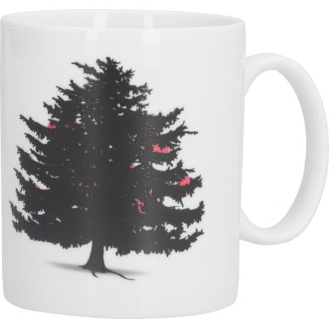 Mug en céramique à motif sapins de Noël, à couleur changeante, thermosensible, idéal pour la maison ou le bureau. (1/5)