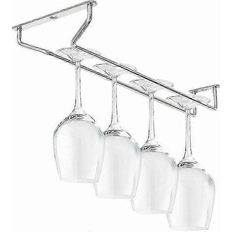 Porte-verres à vin 27 cm x 11 cm, porte-ustensiles, porte-verres de bar en acier inoxydable, crochet porte-verres à vin, porte-ustensiles pour verres à vin sous meuble (1/4)