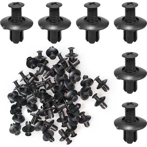 Rivets d’Expansion en Plastique Noir Kit de Fixation Automobile Universel 8mm avec Clips de Fixation pour Pare-Chocs Garde-Boue et Panneaux de Portière (1/5)