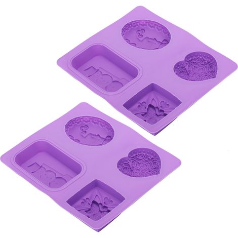 Moule à savon en silicone (2 pièces) à 4 compartiments, idéal pour la confection de cupcakes faits main et résistant à la chaleur. (1/5)