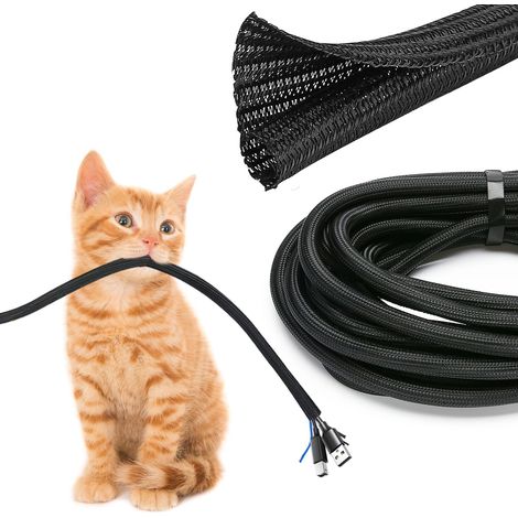 Manchon de Câble 4.5M, Gaine Câble Flexible, Cache Câble, Gestion de Câble Réglable, pour Fils Éléctrique de TV, PC, Sécurité Maximum pour Enfant et Animaux, Permet à la Dissipation de la Chaleur (1/5)