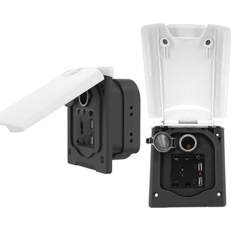 Boîte murale multifonction pour camping-car, prise 10 A, IP44, raccordement au gaz, blanc (prise d'alimentation) (1/5)