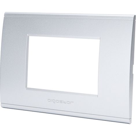 Placca 3 moduli 503 in plastica argento compatibile anche con BTicino Livinglight