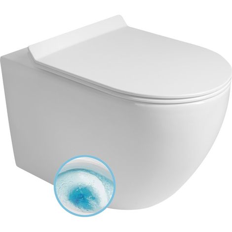 Cuvette de WC suspendue CARLO, Vortex Rimless, 36x53cm, blanc (1/4)