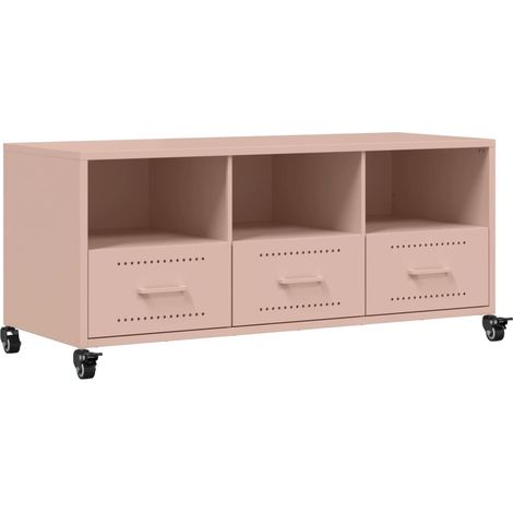 Mobile TV multimediale scaffale per televisione televisore buffet sala da pranzo soggiorno camera da letto rosa 100,5 x 39 x 43,5 cm acciaio rosa 020028279