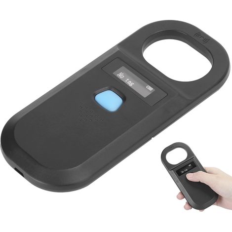Lecteur de puce pour animaux domestique portable, scanner à puce électronique avec écran OLED haute luminosité (noir)