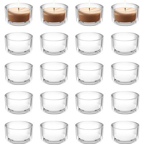 20 Pièces Photophore Bougie,Bougeoir Verre 4,6 x 2,5 cm,Porte Bougie Décorative à Chauffe Plat,Bougeoir en Verre Transparent,pour Mariage,Anniversaire,Fête et Décoration de Table (1/5)