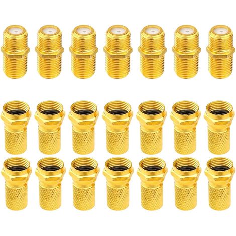 Fiche F Coaxial Raccord F Coudé, Adaptateur Câble Satellite, Adaptateur Cable Coaxial, Cable Antenne TV Raccord Prise, 7 Têtes De Câble F81 Et 14 Connecteurs RG6F (1/5)
