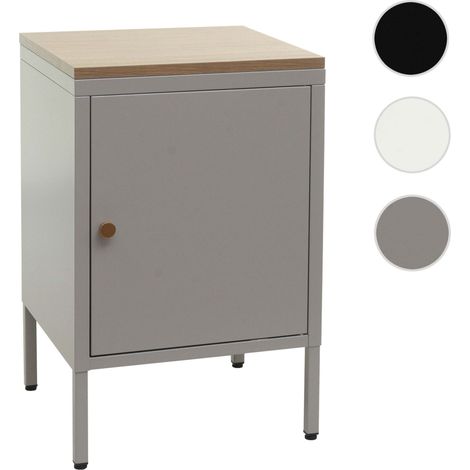 Table de nuit HWC-L84 - armoire de chevet commode - métal 63x40x40cm - mélaminé - blanc (1/5)