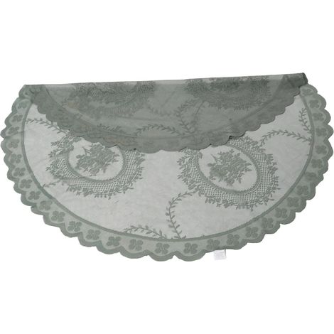 Nappe ronde en dentelle vintage brodée, idéale pour un pique-nique. (1/5)