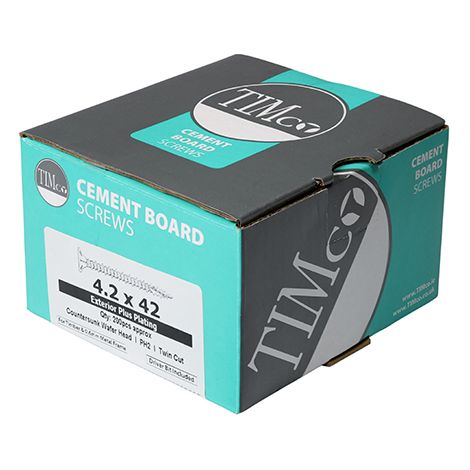 TIMCO Twin-Cut Cement Board Countersunk Exterior Silver Screws - 4.2 x 42 (1/2)