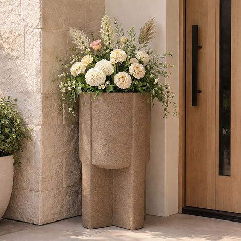 Vase Fato, Geometrisches Design, Beige