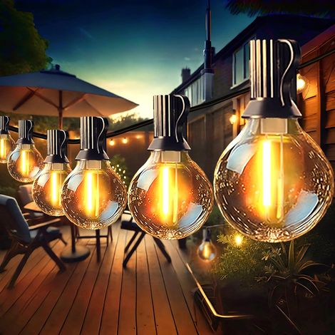 Guirlande Guinguette Exterieur Extensible avec 12+1 Ampoules Incassables, 10m Guirlande Lumineuse Extérieur Ip44, Guirlande Exterieur Guinguette Brillantes et éConomes en éNergie (1/5)