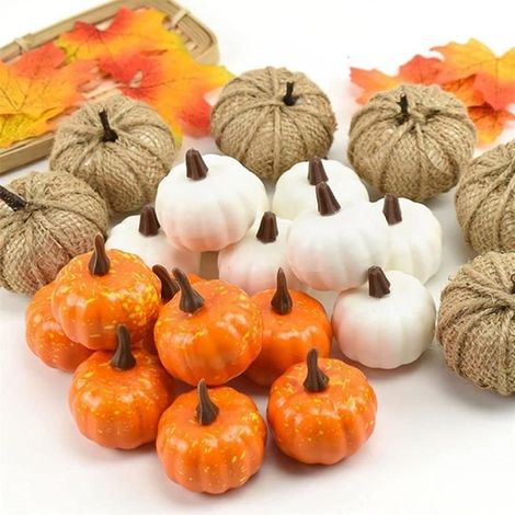 22pcs Citrouilles de Simulation d'halloween, Modèle de Citrouille Artificielle décoration de Table à la Maison Créative (1/4)