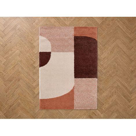 BOBOCHIC - Tapis poils longs SORELLA motif graphique  160x230 Beige