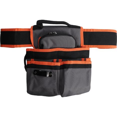 YB-020 Pochette à Outils en Tissu Oxford Résistant à l'usure Gris Orange – Sac de Ceinture pour électricien avec Pince et Multi-Poches pour Les Charpentiers et L'amélioration de (1/5)