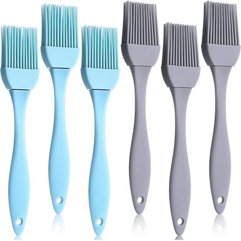 Set mit 6 hitzebeständigen Backpinseln aus Silikon, für Pudding, Grillen, Grillen, Backen, Backen und andere Zubereitungen. Antihaftbeschichtet.