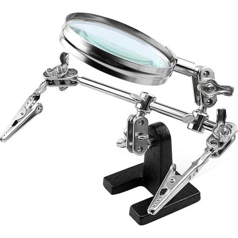 Helping Hands Loupe avec double pince crocodile réglable - Loupe 5X parfaite pour souder, artisanat, loisirs, micro objets (1/5)
