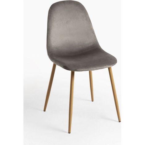 Sillas Comedor - Silla Teok Terciopelo - Gris oscuro