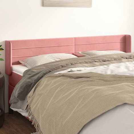 Tête de lit avec oreilles en velours rose 183 x 16 x 78/88 cm, 12.54kg - PANGIVO (1/5)