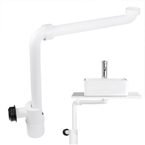 Siphon lavabo extra plat 32 mm - 1 unité - Plastique PP blanc - Orientable 360° et anti-odeur - Pour petite salle de bain - Compact 39x22x7 cm (1/5)