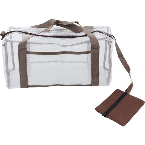 Sac plage extra large – fermeture éclair supérieure – gain de place – imperméable – facile nettoyer – maille léger – 20 pouces / 50.8 cm